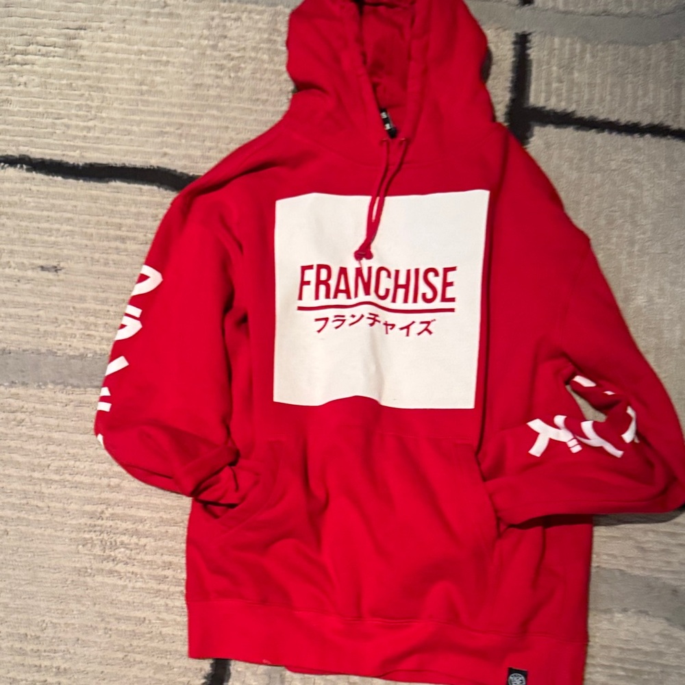 Unlisted Red Crewneck Hoodie with White Graphic